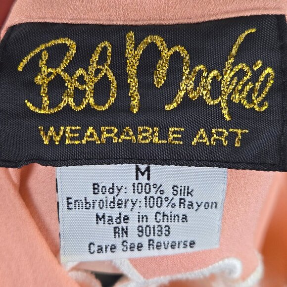 Bob Mackie Wearable Art Size Medium Peach 100% Silk Blouse with Eyelet Cutouts - Picture 12 of 14